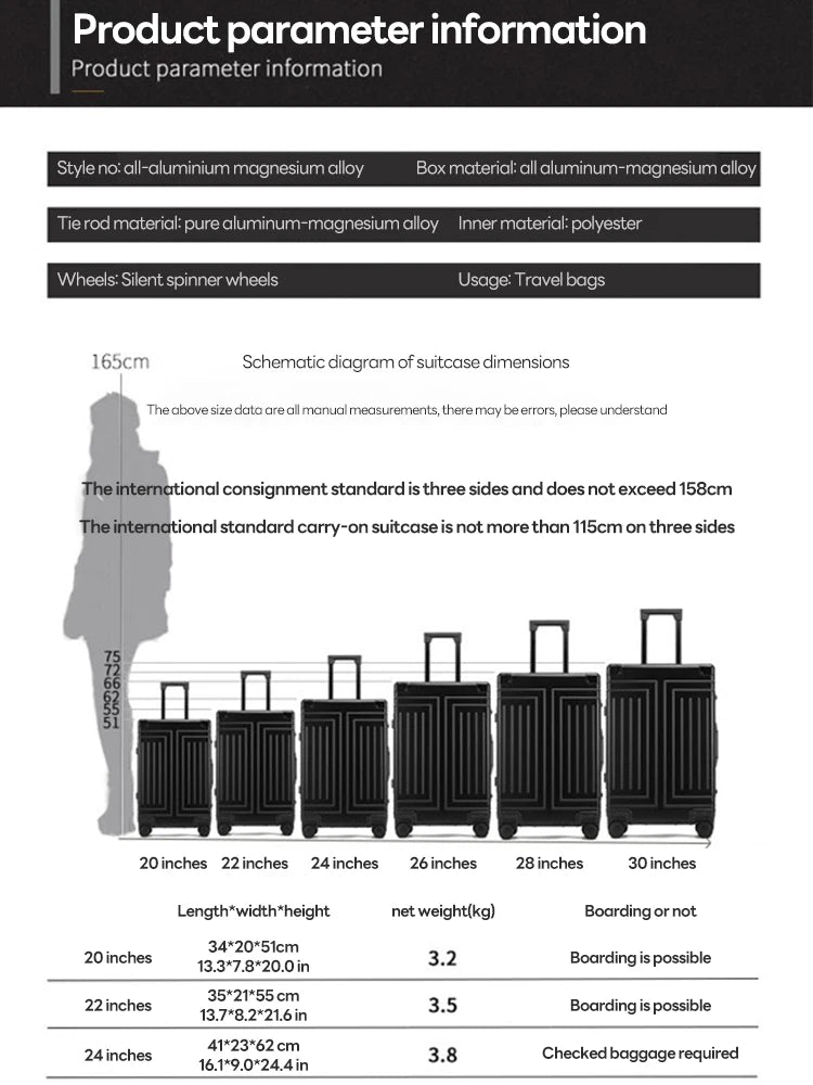 Aluminum-magnesium Travel Suitcase