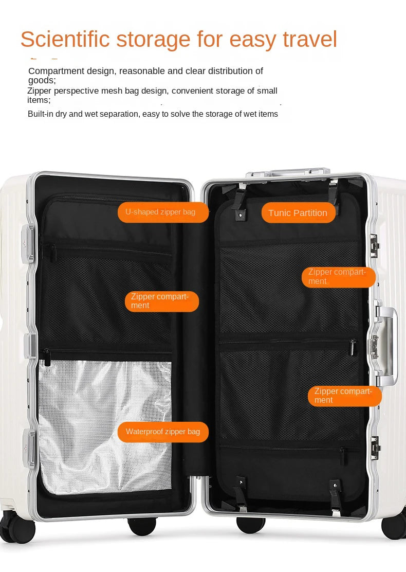 Large Capacity Travel Suitcase Aluminum frame