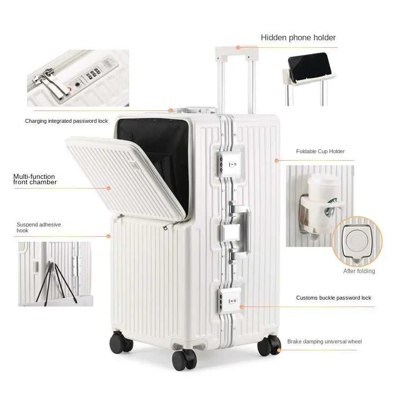 Large Capacity Travel Suitcase Aluminum frame