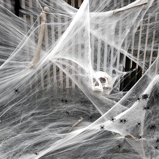 White Stretchy Cobweb Artificial Spider Web Halloween