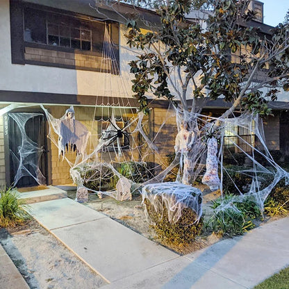 White Stretchy Cobweb Artificial Spider Web Halloween