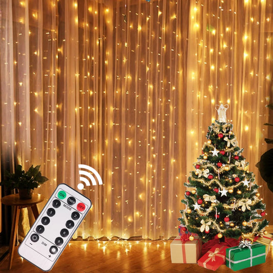 Christmas Lights Curtain Garland Merry Christmas