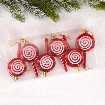 6pcs Christmas Lollipop Candy Cane Pendant