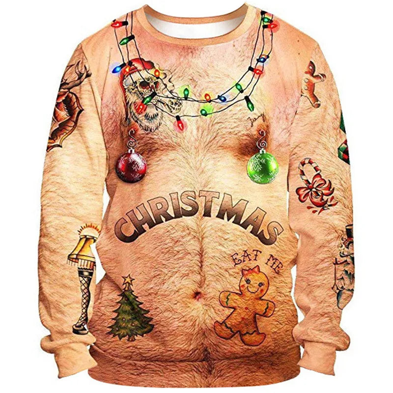 Christmas Sweater Novelty Funny Light Up Topless Ugly