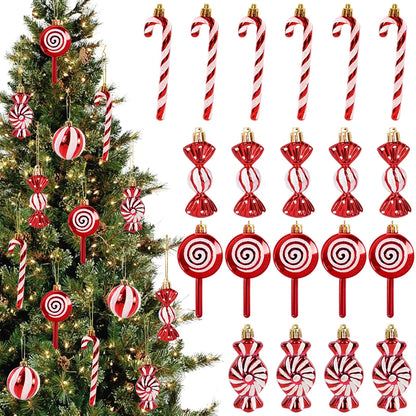 6pcs Christmas Lollipop Candy Cane Pendant