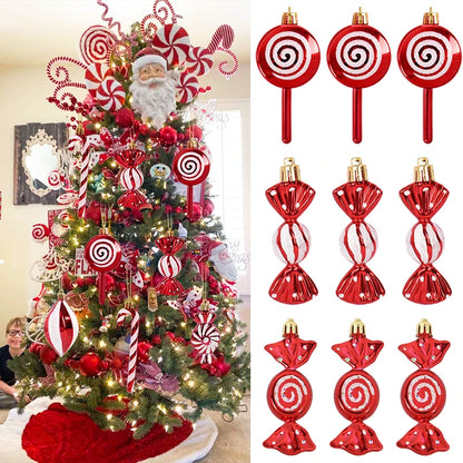 6pcs Christmas Lollipop Candy Cane Pendant