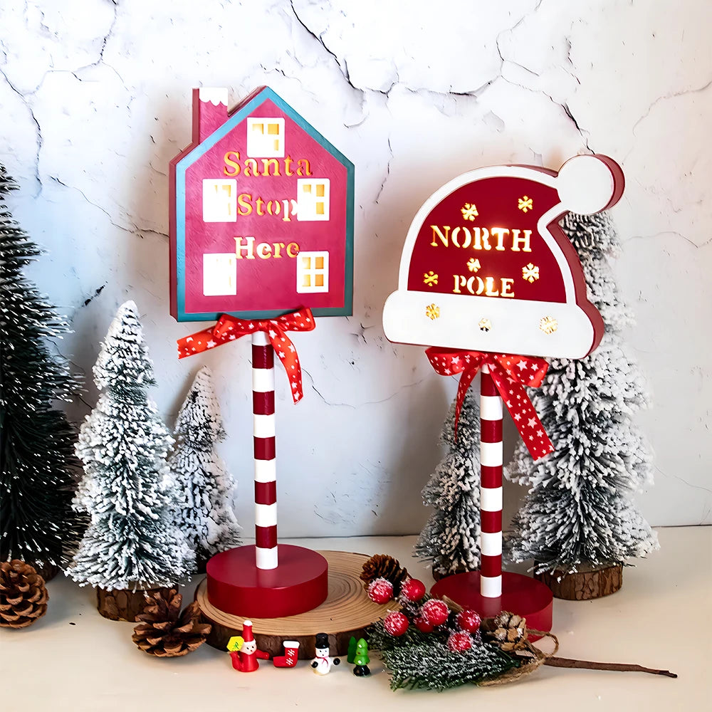 Christmas Retro Lamp North Pole Sign LED