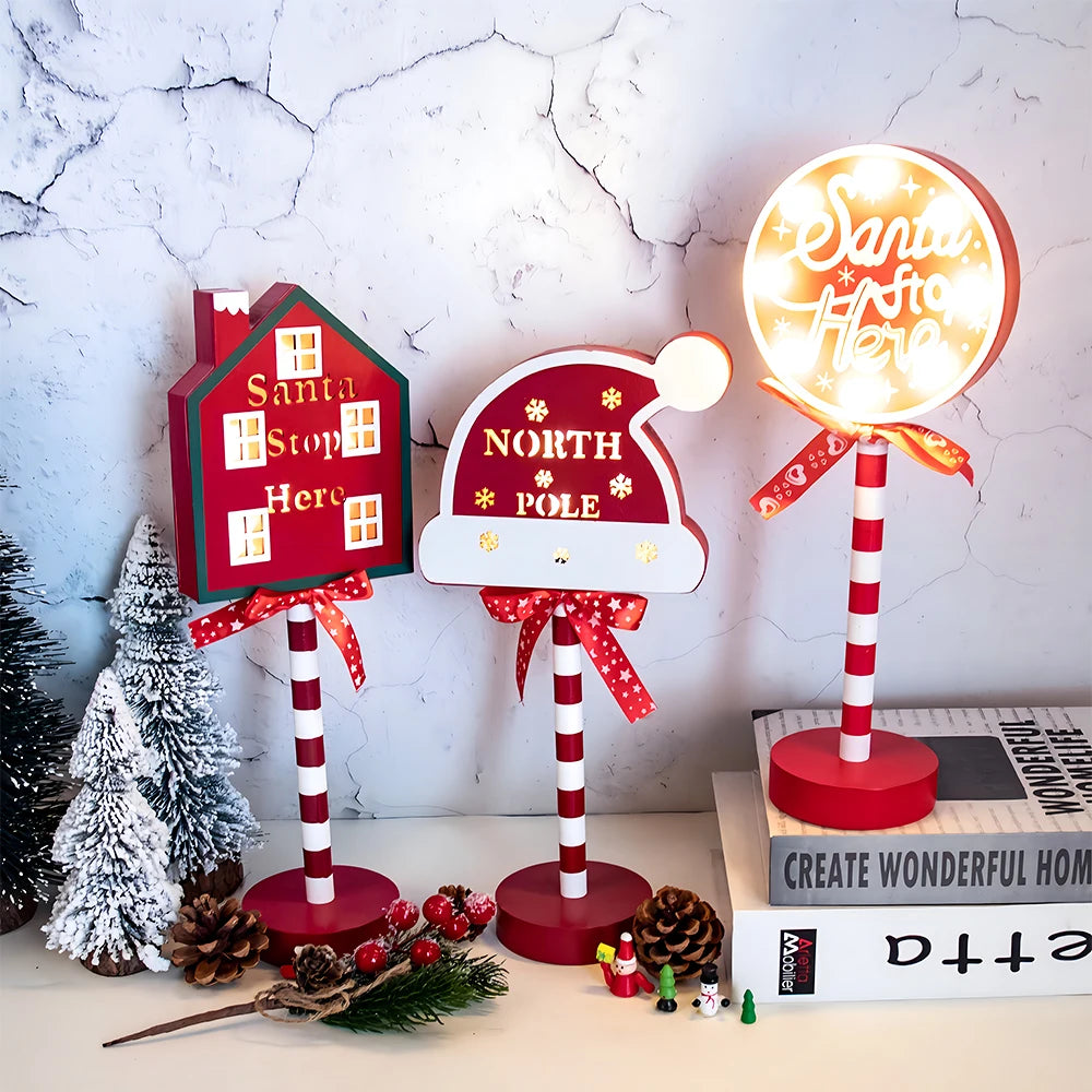 Christmas Retro Lamp North Pole Sign LED