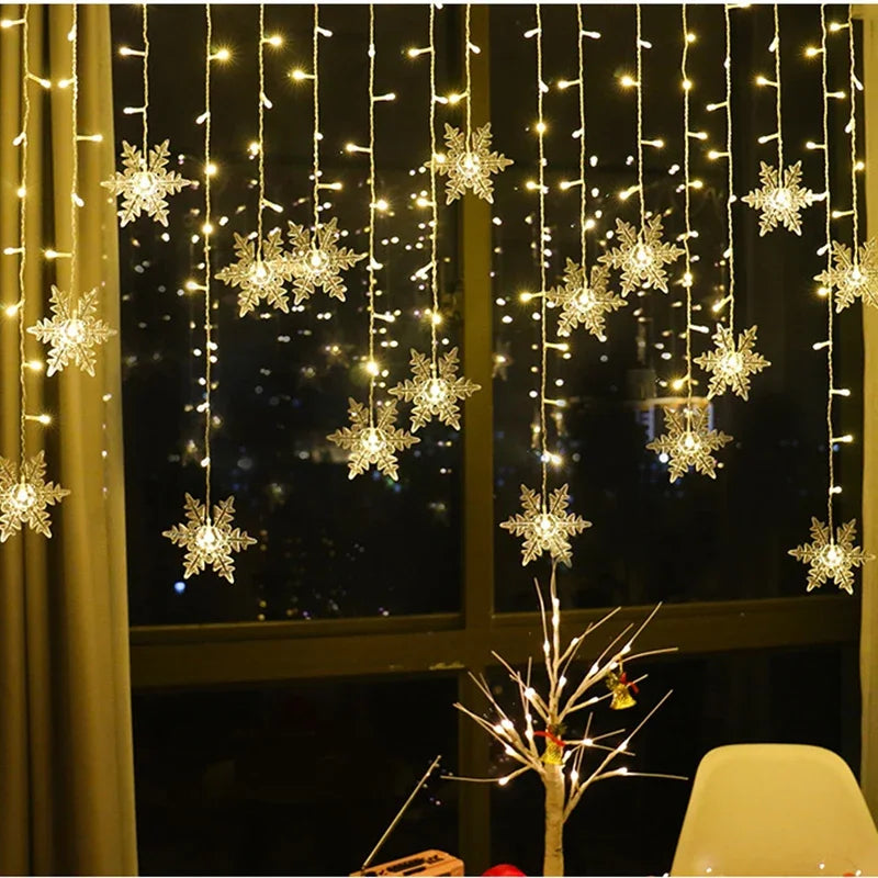 Christmas Decorations 2024 Snowflake Window Curtain Garlands