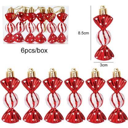 6pcs Christmas Lollipop Candy Cane Pendant