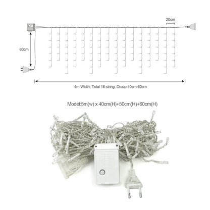 5M Christmas Light Outdoor Drop 0.4-0.6m LED Garland Curtain