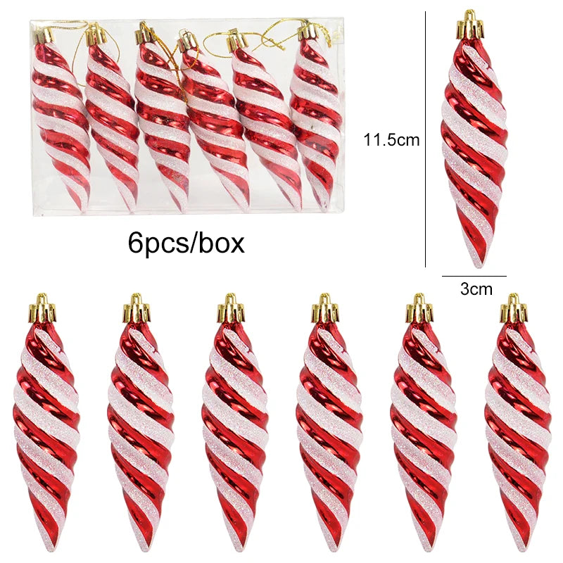 6pcs Christmas Lollipop Candy Cane Pendant