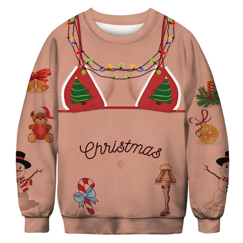 Christmas Sweater Novelty Funny Light Up Topless Ugly