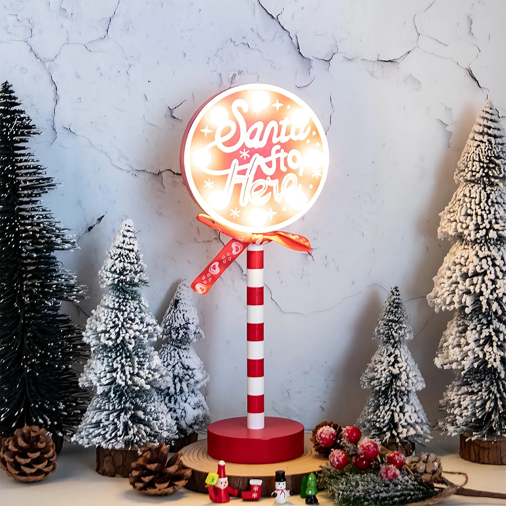 Christmas Retro Lamp North Pole Sign LED