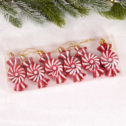 6pcs Christmas Lollipop Candy Cane Pendant