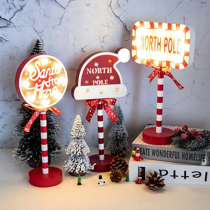 Christmas Retro Lamp North Pole Sign LED