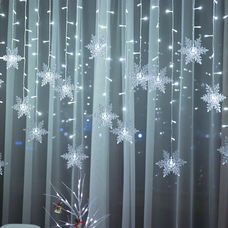 Christmas Decorations 2024 Snowflake Window Curtain Garlands