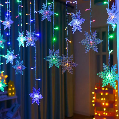 Christmas Decorations 2024 Snowflake Window Curtain Garlands