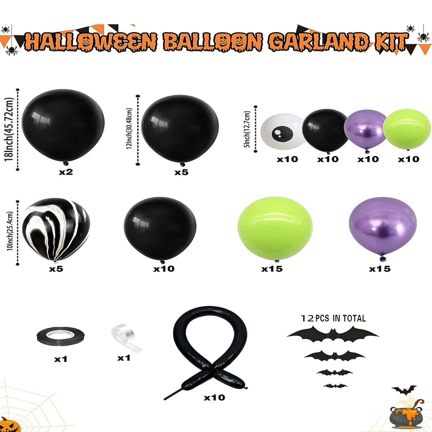 Halloween Balloons Garland Arch Kit