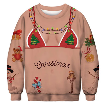 Christmas Sweater Novelty Funny Light Up Topless Ugly