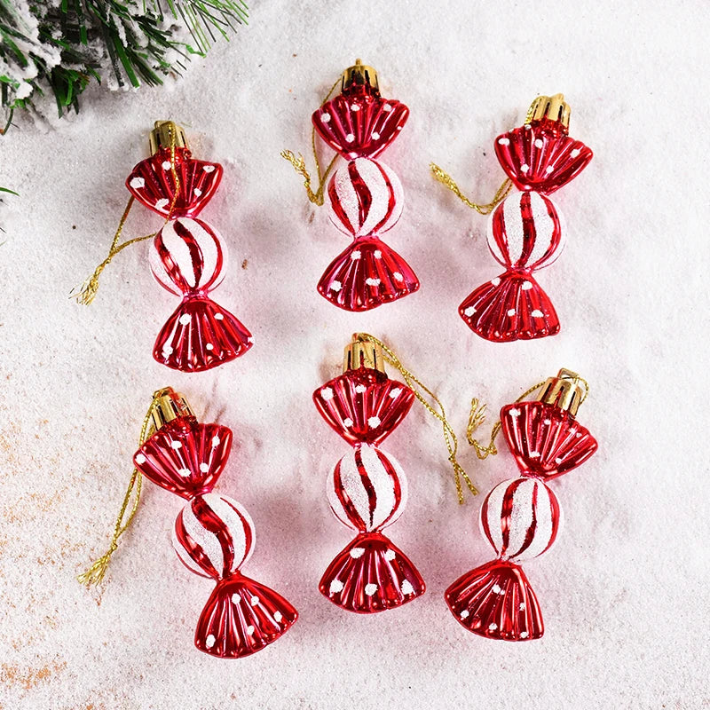 6pcs Christmas Lollipop Candy Cane Pendant