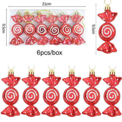 6pcs Christmas Lollipop Candy Cane Pendant