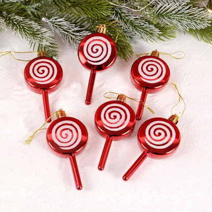 6pcs Christmas Lollipop Candy Cane Pendant