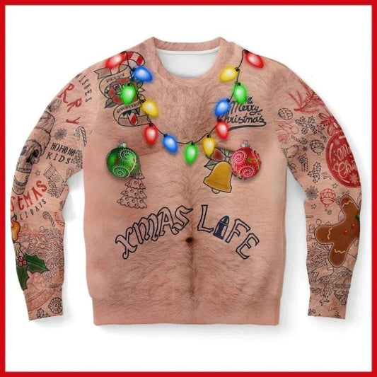 Christmas Sweater Novelty Funny Light Up Topless Ugly