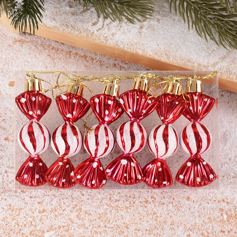 6pcs Christmas Lollipop Candy Cane Pendant