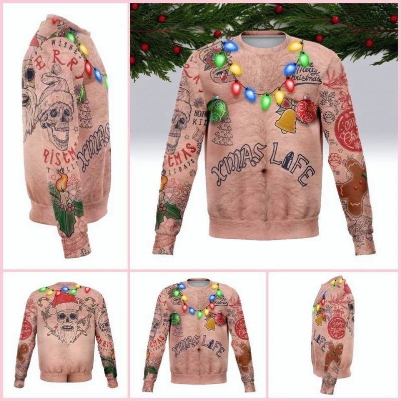 Christmas Sweater Novelty Funny Light Up Topless Ugly